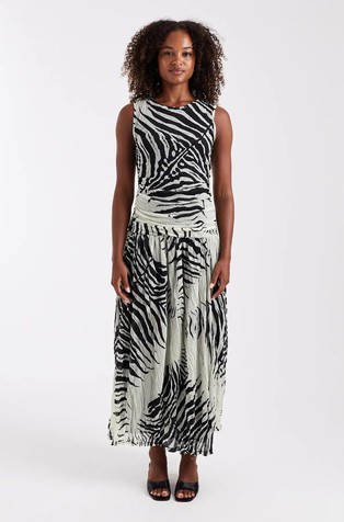 TSMAY mesh zebra maxi dress