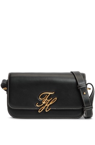 Leather Flap Logo Plaque Crossbody Bag