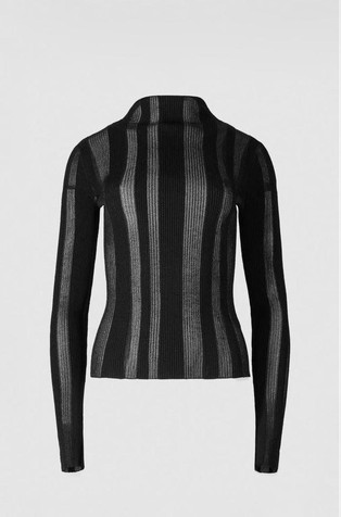 Pleten pulover s rebrastim i prozirnim umetcima