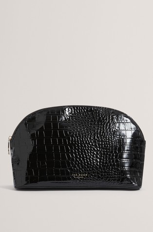 Lakirana kozmetička torbica s uzorkom krokodilske kože