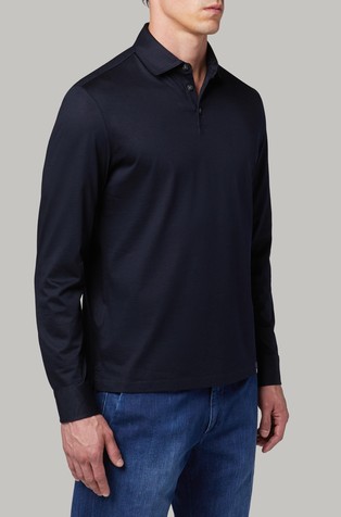 Regular fit pamučna polo majica dugih rukava