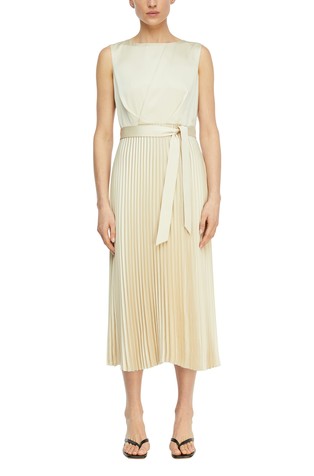 Satin dress with pleated skirt