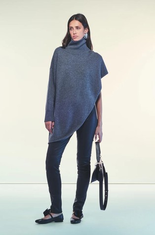 Edmea asymmetric sweater with turtlenck