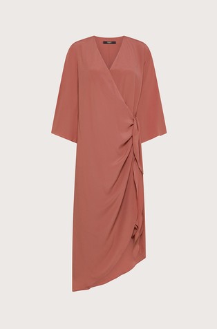 Asimetrična haljina na preklop od mješavine sa svilom