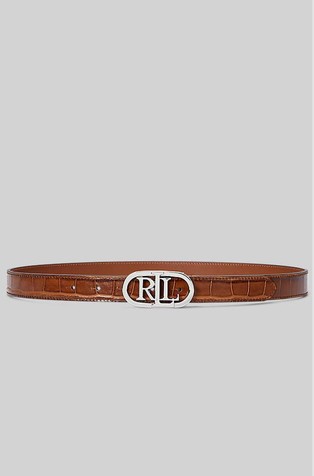 Reversible embossed skinny belt