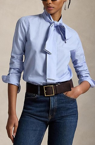 Slim fit Cotton Tie-neck Shirt