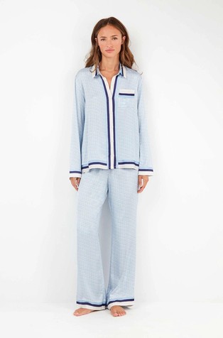 Viscose shirt pajamas with monogram print