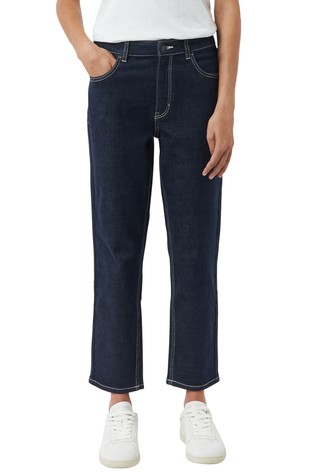 Jeans hlače s visokim strukom i kontrastnim šavovima