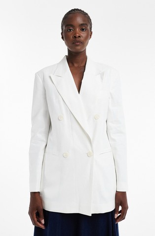 TSGULLA sako od lana i viskoze s dvorednim kopčanjem