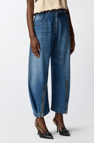 Balon jeans hlače s patentnim zatvaračem na nogavicama