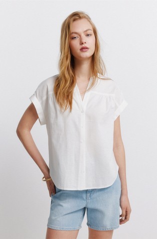 Linen blend short sleeve shirt
