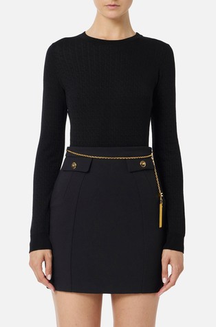 Pleten pulover od mješavine vune sa žakard uzorkom