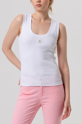 Slim fit rebrasta majica bez rukava