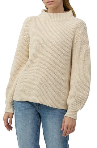 Knitted sweater with mock neck
