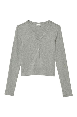 Cropped rebrasta majica dugih rukava s gumbima