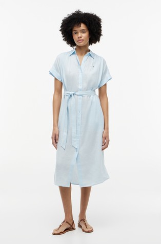 Midi linen shirt dress
