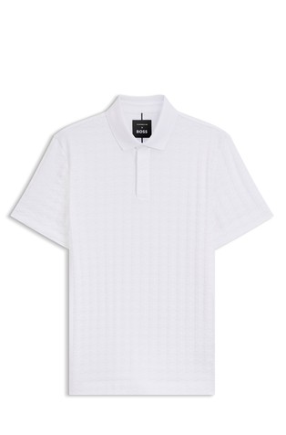 Porsche x BOSS polo shirt in patterned-jacquard mercerised cotton
