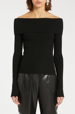 Pleten pulover od mješavine viskoze s otkrivenim ramenima