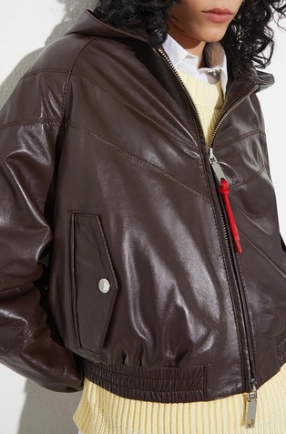 Glossy leather bomber jacket