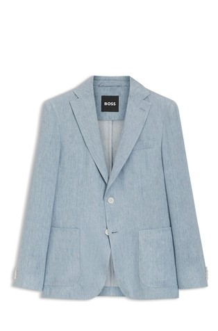 Slim-fit blazer in a micro-pattern linen blend