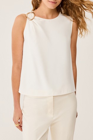 Top in sablé fabric with buckle