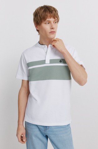 Colour block piqué Henley polo shirt slim fit