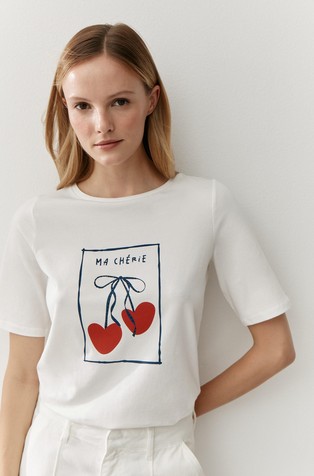 Cotton T-shirt with cherry print
