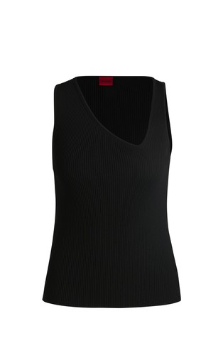 Rebrasto pleten top s asimetričnim V-izrezom