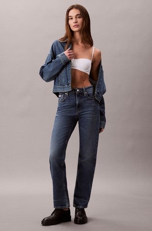 Straight fit jeans hlače s visokim strukom