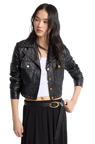 Faux-leather studded jacket