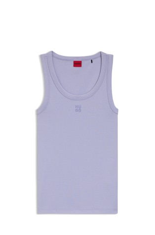 Rebrasta majica bez rukava s naslaganim logotipom