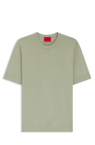 Regular-fit knitted sweater with short sleeves