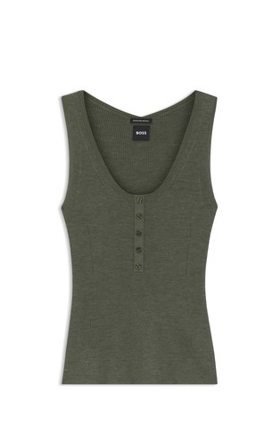 Sleeveless top in rib-knit merino wool