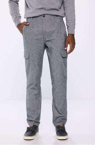 Slim fit cargo hlače s meliranim uzorkom