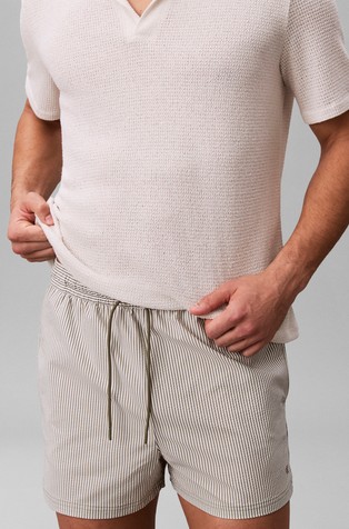 Short Drawstring Swim Shorts - Seersucker