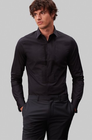 Slim fit Shirt with Plissé Insert