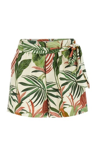 Kratke hlače od mješavine lana s trakom za vezanje