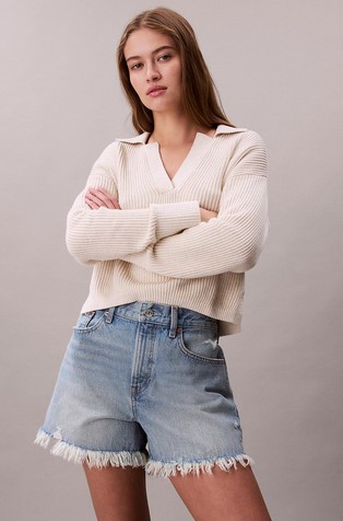 90s relaxed fit denim kratke hlače s resastim rubovima