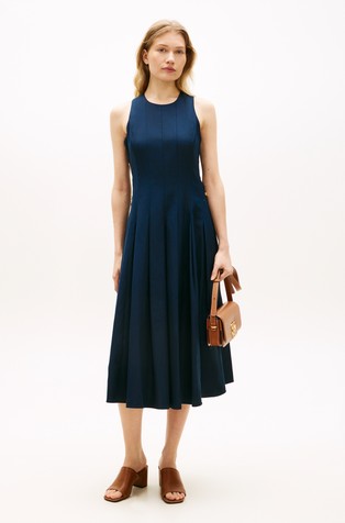 Midi haljina od mješavine lana s ukrasnim gumbima