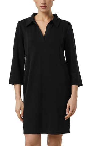 Short jersey dress with polo collar and slit pockets