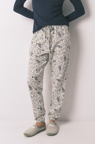 Paisley print cotton long trousers