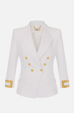 Jacket in double layer stretch crêpe fabric with jewel logo