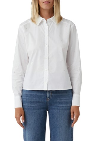 Cropped pamučna košulja s ukrasnim kamenčićima