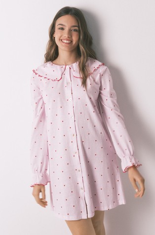 Pamučna spavaćica s Peter Pan ovratnikom