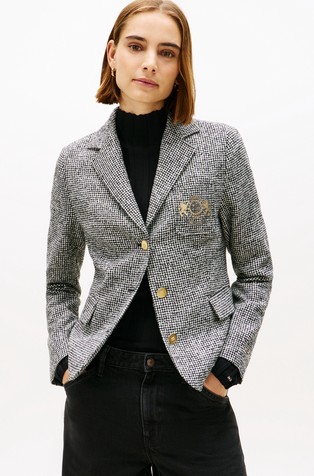 Slim Fit Houndstooth Wool Blend Blazer