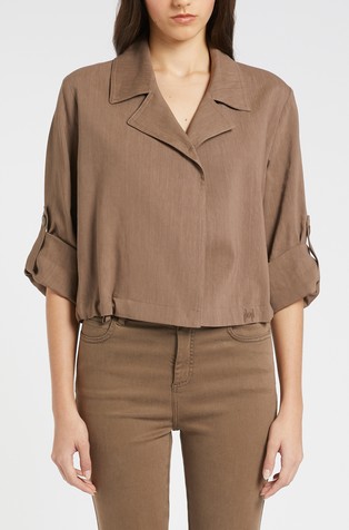 Monochrome viscose-blend short jacket