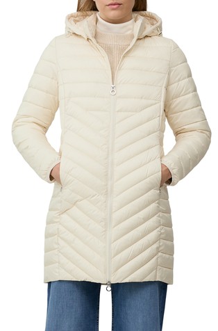 Prošivena duga prijelazna jakna s uklonjivom kapuljačom