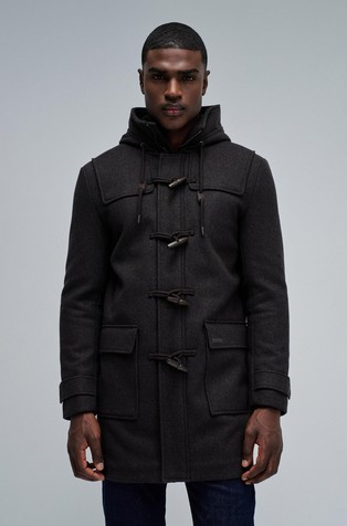 Kratak kaput od mješavine vune s kapuljačom