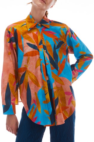 Relaxed fit pamučna košulja s uzorkom