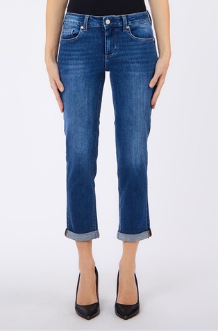 Slim fit 7/8 jeans hlače s uvrnutim rubom